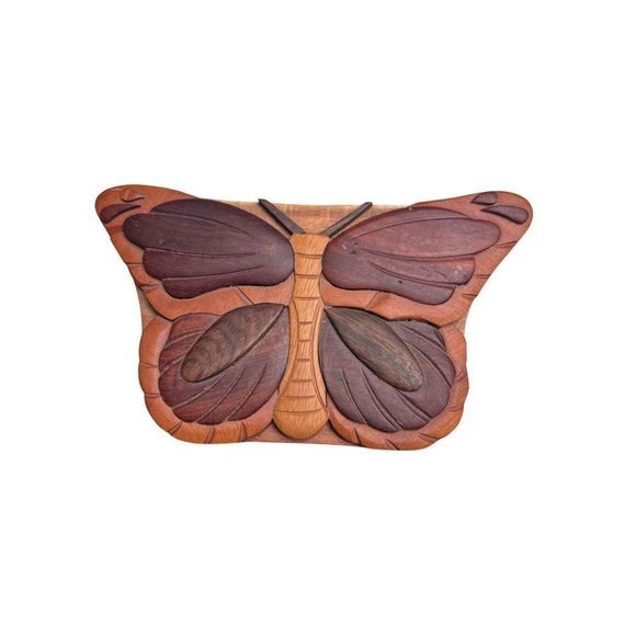 Butterfly Brooch Pin Jewelry Puzzle Wood Box Storage 14 Pieces Accessories - Picture 3 of 9